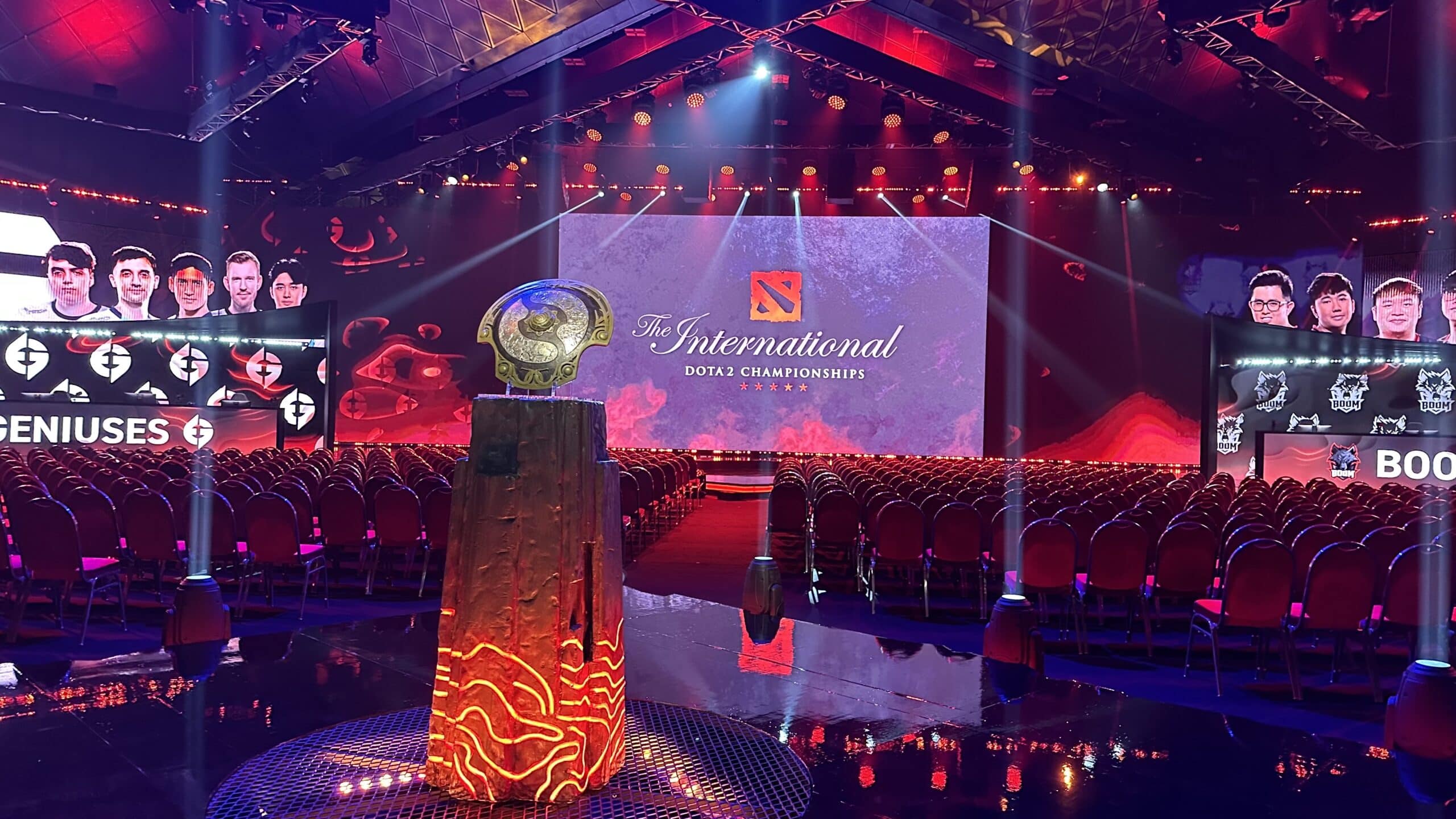 Closer shot of the trophy for the winner of the the DOTA 2 World Championships